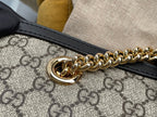 GUCCI PADLOCK LARGE 35 SHOULDER BAG BEIGE CANVAS AND BLACK CALFSKIN