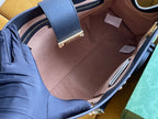 GUCCI PADLOCK LARGE 35 SHOULDER BAG BEIGE CANVAS AND BLACK CALFSKIN