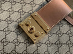 GUCCI PADLOCK LARGE 35 SHOULDER BAG BEIGE CANVAS AND BROWN CALFSKIN