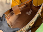 GUCCI PADLOCK LARGE 35 SHOULDER BAG BEIGE CANVAS AND BROWN CALFSKIN