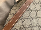 GUCCI PADLOCK LARGE 35 SHOULDER BAG BEIGE CANVAS AND BROWN CALFSKIN