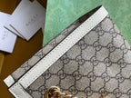 GUCCI PADLOCK MEDIUM 26 SHOULDER BAG BEIGE CANVAS AND WHITE CALFSKIN