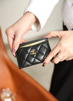 CHANEL CARD HOLDER 11 BLACK CALFSKIN GOLD ICON