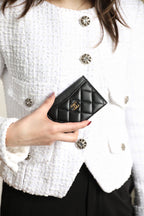 CHANEL CARD HOLDER 11 BLACK CALFSKIN GOLD ICON