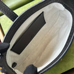 GUCCI JACKIE 1961 SMALL HANDBAG 19 IN BLACK YELLOW DENIM AND BLACK CALFSKIN TRIM GOLD HARDWARE