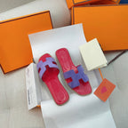 HERMES 0ran Sandal Red/Violet Suede
