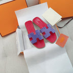 HERMES 0ran Sandal Red/Violet Suede