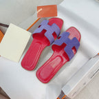 HERMES 0ran Sandal Red/Violet Suede