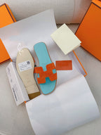 HERMES 0ran Sandal Tifany/Orange Suede