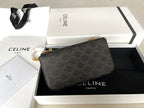 CELINE TRIPHOME 20 BLACK PATTERN COWHIDE LEATHER CHAIN STRAP BAG