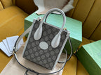 GUCCI MINI TOTE  20 BAG IN BEIGE CANVAS AND WHITE CALFSKIN