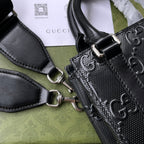 GUCCI EMBOSSED TOTE BAG 20 IN BLACK CALFSKIN