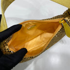 PRADA SPARKLING HOBO BAG 23 IN YELLOW NYLON ATTACHED FULLY CRYSTALS
