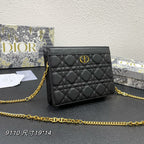 DIOR CARO POUCH 19 BAG IN BLACK CALFSKIN