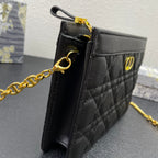 DIOR CARO POUCH 19 BAG IN BLACK CALFSKIN