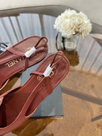 CHANEL SLINGBACKS WINE RED CALFSKIN