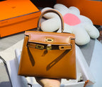 HERMES KELLY MINI 20 BAG IN BRONZE BROWN SMOOTH CALFSKIN WITH GOLD HARDWARE