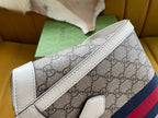 GUCCI OPHIDIA 24 TOTE IN BEIGE CANVAS AND WHITE CALFSKIN