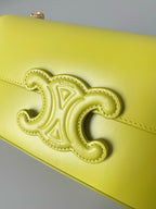 CELINE 20 CHAIN EMBOSSED ARMPIT BAG CHARTREUSE YELLOW CALFSKIN