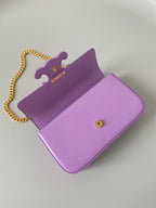 CELINE 20 CHAIN EMBOSSED ARMPIT BAG PURPLE CALFSKIN