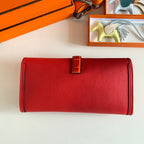 HERMES JIGE ELAN 29 CLUTCH IN RUBY RED CALFSKIN WITH APPLE RED LIZARD SKIN