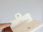 CHANEL FLAP CARD HOLDER 11.3 WHITE GRAINED CALFSKIN GOLD ICON