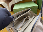 GUCCI HORSEBIT 1955 SADDLE BAG 25 IN WHITE CANVAS AND BEIGE CALFSKIN