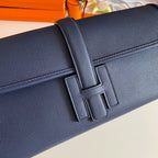 HERMES JIGE ELAN 29 CLUTCH IN NAVY BLUE CALFSKIN