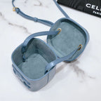 CELINE SQUARE BOX CROSSBODY BAG 11 AZURE BLUE CALFSKIN