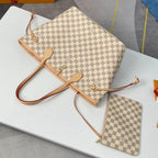 LOUIS VUITTON NEVERFULL MM 32 GREY CREAM DAMIER AZUR