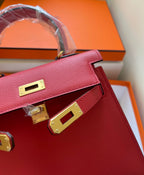 HERMES KELLY MINI 20 BAG IN RUBY RED CALFSKIN WITH GOLD HARDWARE