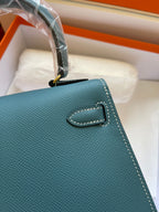 HERMES KELLY MINI 20 BAG IN PINE GREEN CALFSKIN WITH GOLD HARDWARE