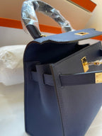 HERMES KELLY MINI 20 BAG IN NAVY BLUE CALFSKIN WITH GOLD HARDWARE