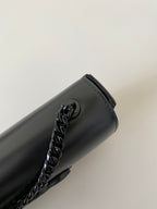 CELINE 20 CHAIN EMBOSSED ARMPIT BAG FULL BLACK CALFSKIN