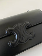 CELINE 20 CHAIN EMBOSSED ARMPIT BAG FULL BLACK CALFSKIN