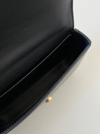 CELINE 20 CHAIN EMBOSSED ARMPIT BAG BLACK CALFSKIN