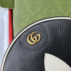 GUCCI xADIDAS OPHIDIA SHOULDER BAG 22 IN BLACK AND WHITE CALFSKIN