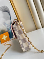 LOUIS VUITTON FÉLICIE POCHETTE 21 IN BLUE BEIGE DAMIER AZUR CANVAS GOLD HARDWARE