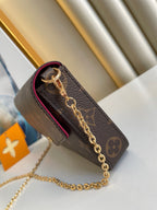 LOUIS VUITTON FÉLICIE POCHETTE 21 IN BROWN MONOGRAM CANVAS GOLD HARDWARE