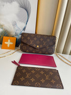 LOUIS VUITTON FÉLICIE POCHETTE 21 IN BROWN MONOGRAM CANVAS GOLD HARDWARE