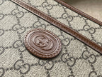 GUCCI BAG WITH INTERLOCKING G 22 IN BEIGE EBONY CANVAS AND BROWN CALFSKIN TRIM