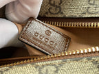 GUCCI BAG WITH INTERLOCKING G 22 IN BEIGE EBONY CANVAS AND BROWN CALFSKIN TRIM
