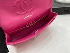 CHANEL 25 CLASSIC SMALL DOUBLE FLAP BAG IN BRIGHT PINK CALFSKIN WITH STRAP