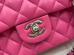 CHANEL 25 CLASSIC SMALL DOUBLE FLAP BAG IN BRIGHT PINK CALFSKIN WITH STRAP