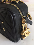 CHANEL MINI 17 VANITY CASE IN BLACK CALFSKIN GOLD HARDWARE