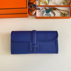 HERMES JIGE ELAN 29 CLUTCH IN COBALT BLUE CALFSKIN