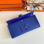 HERMES JIGE ELAN 29 CLUTCH IN COBALT BLUE CALFSKIN