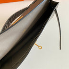 HERMES KELLY CUT 31 IN WOOD BROWN CALFSKIN WITH GOLD HARDWARE