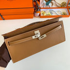 HERMES KELLY CUT 31 IN BRONZE BROWN CALFSKIN WITH SILVER HARDWARE