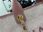 CHANEL DEAUVILLE LARGE 38 TOTE BAG IN LIGHT PINK CANVAS GOLD HARDWARE